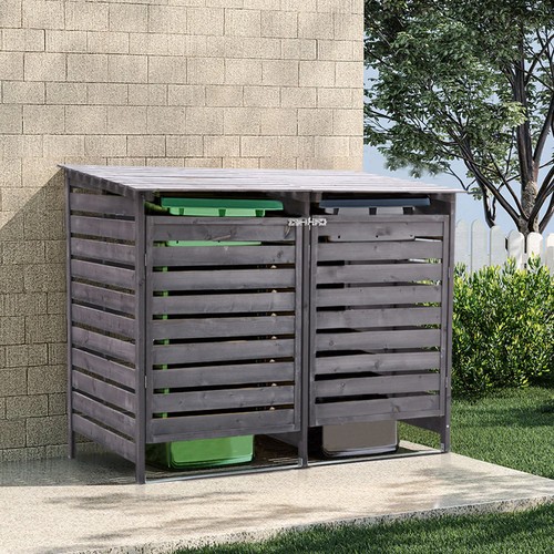 Double wooden wheelie - wooden, bin