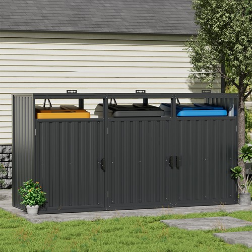 3ft metal bin shed triple - 6,