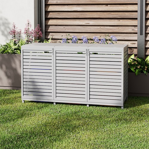 Wooden triple wheelie bin - wheelie,
